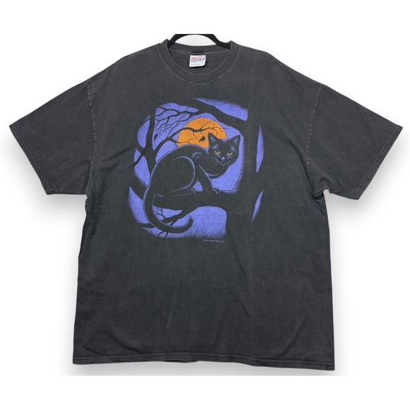 Vintage Hep Cat Halloween Shirt Adult 2XL Black Purple Full Moon Goth 1995 USA